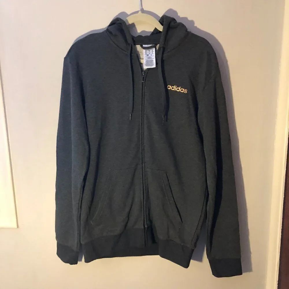 Adidas Men's Gray Full Zip Hoodie Sweatshirt Size M RB1